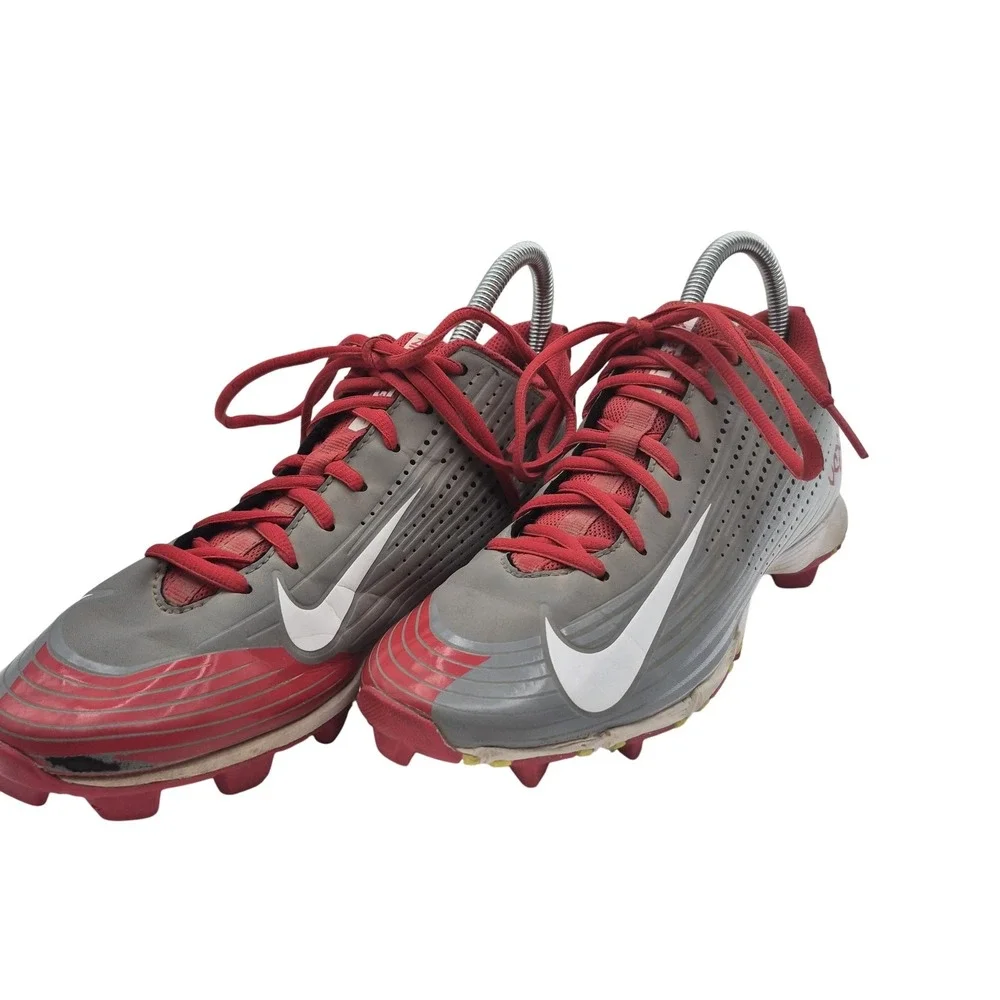 Nike Vapor Shoes Mens Size 8 Red Gray White Football Cleats Fastflex 684699-016